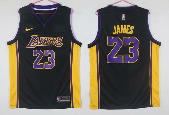 Men Los Angeles Lakers #23 James Black Nike Game NBA Jerseys